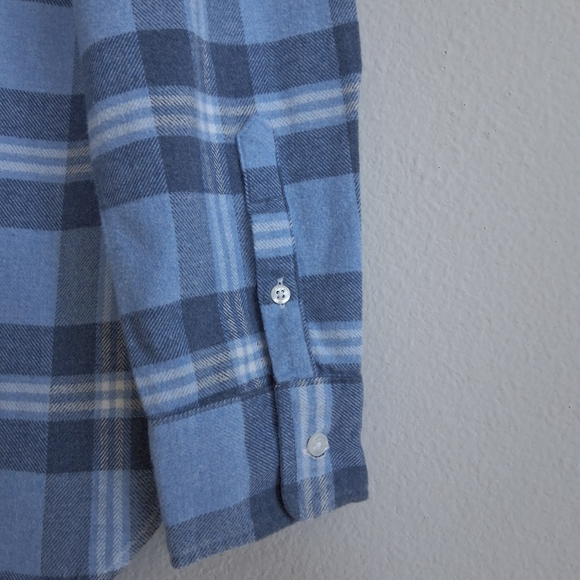 Frank & Eileen Eileen Relaxed Button Up Shirt Blue Plaid Italian Flannel - Picture 10 of 15